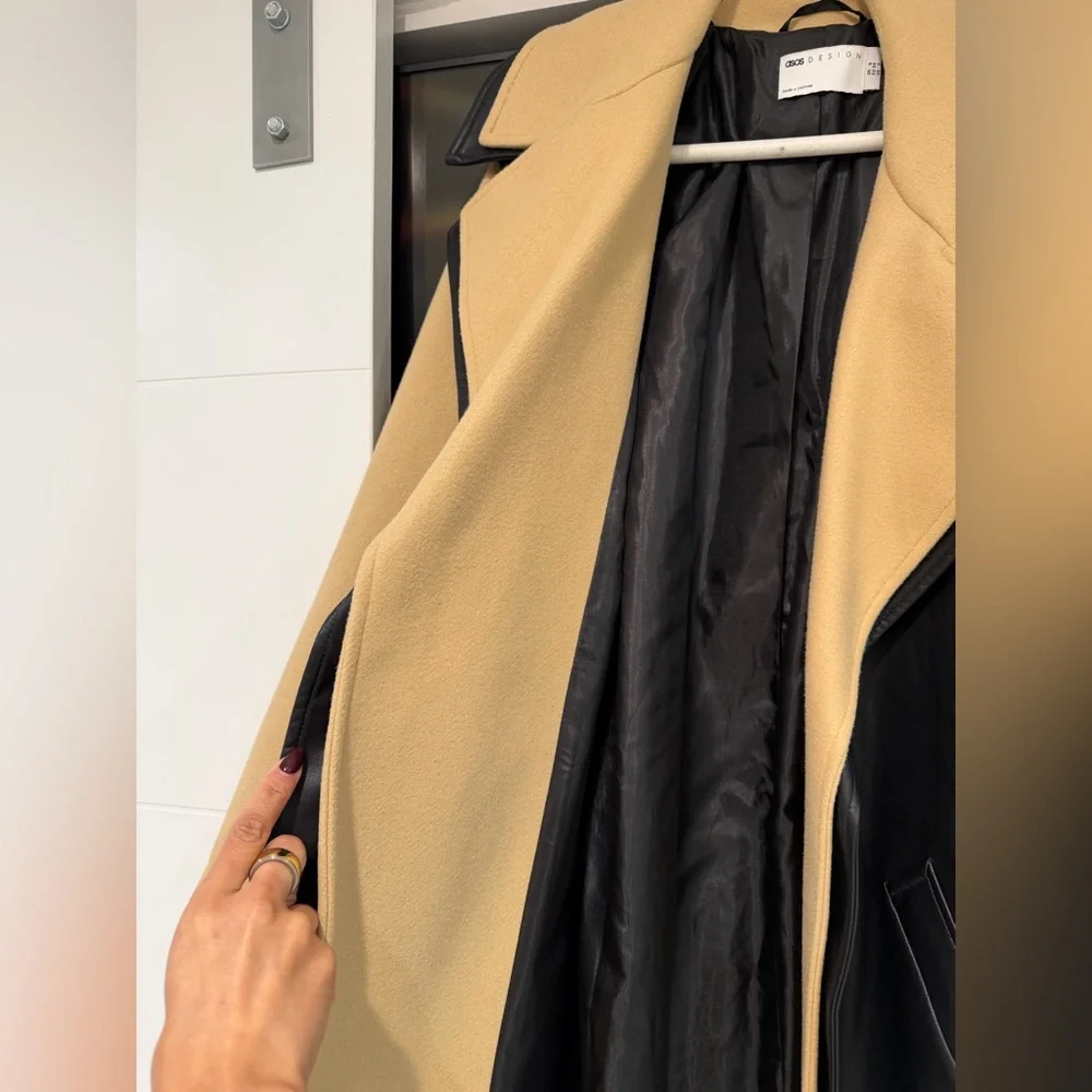 Topshop Black and Tan Women's Coat - Picture 7 of 10